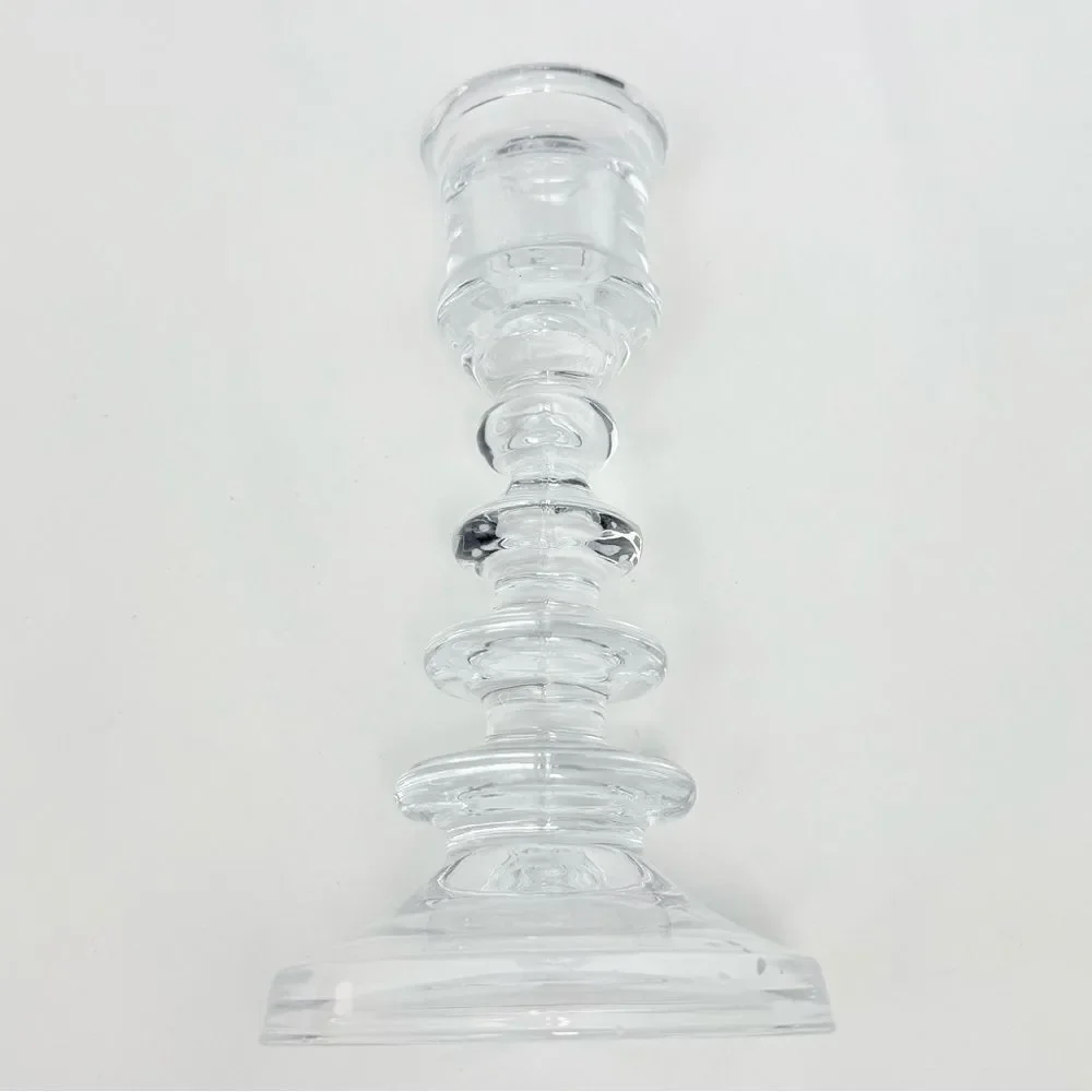 Elements Clear Glass Rounded Tiered Taper Candle Holder